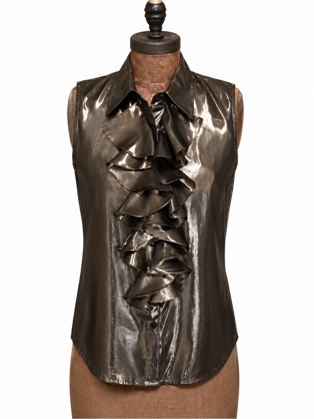 ✨ Lauren Ralph Lauren Olive Metallic Ruffle Blouse | Luxe Silk Blend Glam ✨